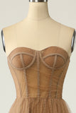 Khaki Polka Dots Corset Ball Dress