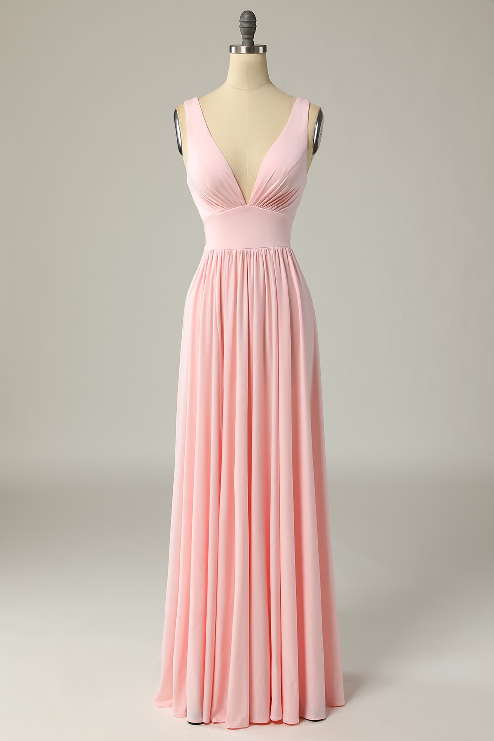 Simple Yellow V-Neck Empire Split Floor-Length Dress