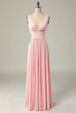 Simple Yellow V-Neck Empire Split Floor-Length Dress