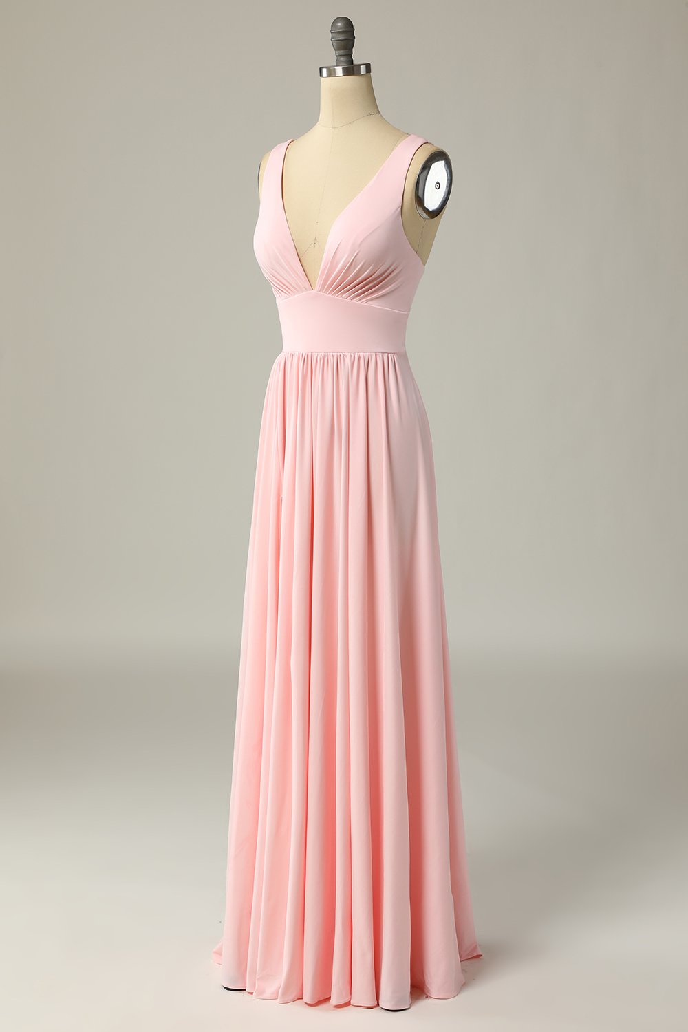 Simple Yellow V-Neck Empire Split Floor-Length Dress