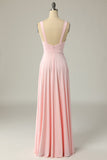 Simple Yellow V-Neck Empire Split Floor-Length Dress
