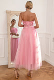 Gorgeous A-Line Strapless Pink Ball Dress with Appliques