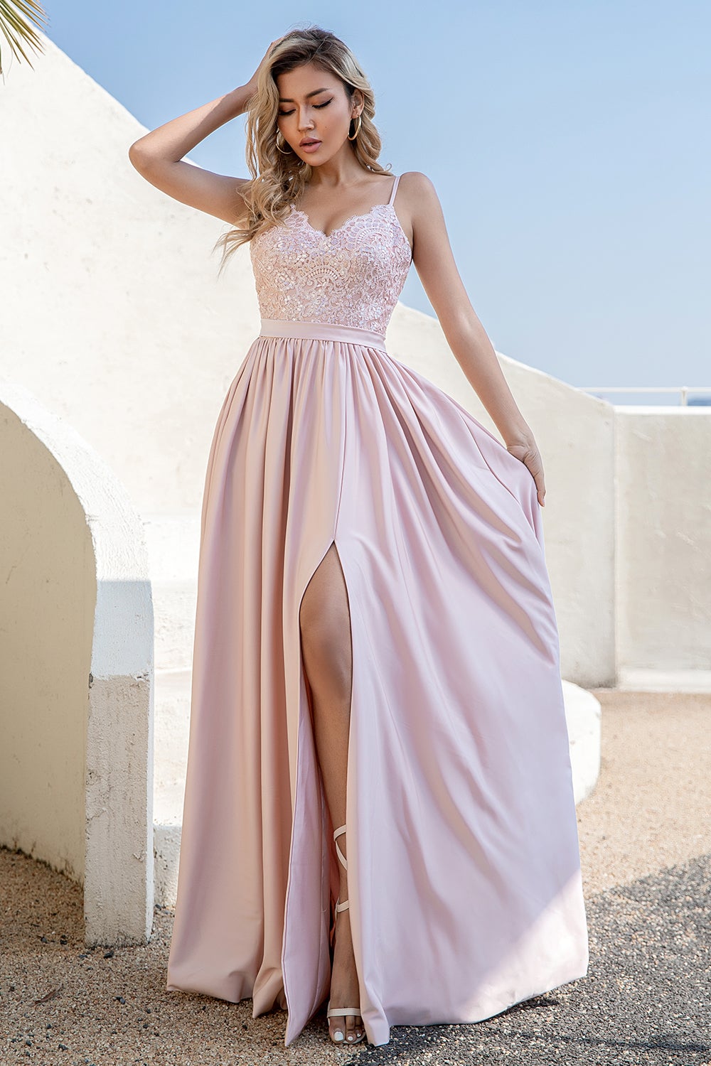 Burgundy Long Appliqued Bridesmaid Chiffon Dress