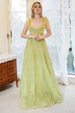 A Line Spaghetti Straps Light Green Tulle Plus Size Ball Dress