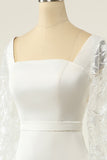 White Mermaid Long Sleeves Wedding Dress