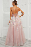 Spaghetti Straps Pink Tulle Ball Dress