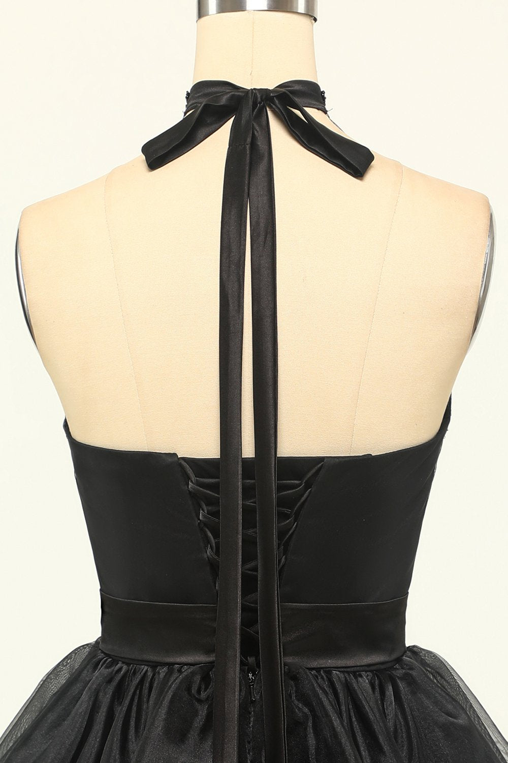 Halter Black Tulle Short Formal Dress