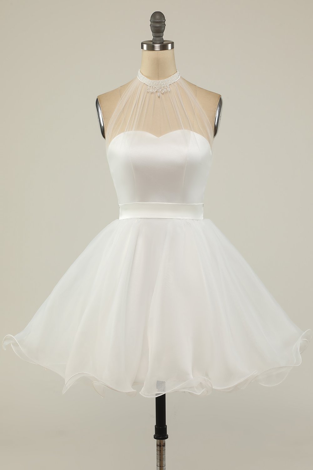 Halter Black Tulle Short Formal Dress