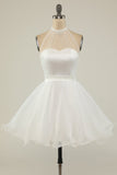 Halter Black Tulle Short Formal Dress
