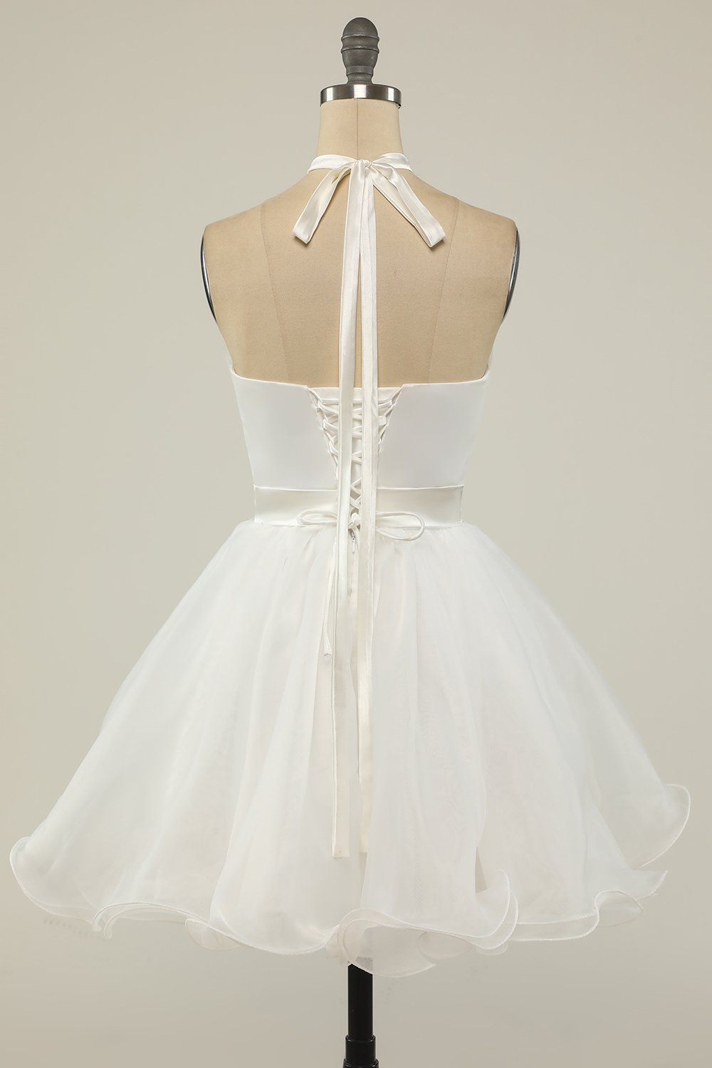 Halter Black Tulle Short Formal Dress