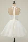 Halter Black Tulle Short Formal Dress