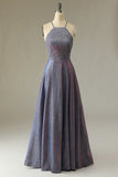 Glitter Purple Long Ball Dress