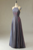Glitter Purple Long Ball Dress