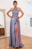 Glitter Purple Long Ball Dress
