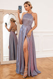 Glitter Purple Long Ball Dress