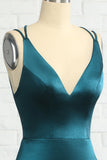 Peacock Blue Mermaid Backless Long Ball Dress