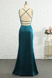 Peacock Blue Mermaid Backless Long Ball Dress