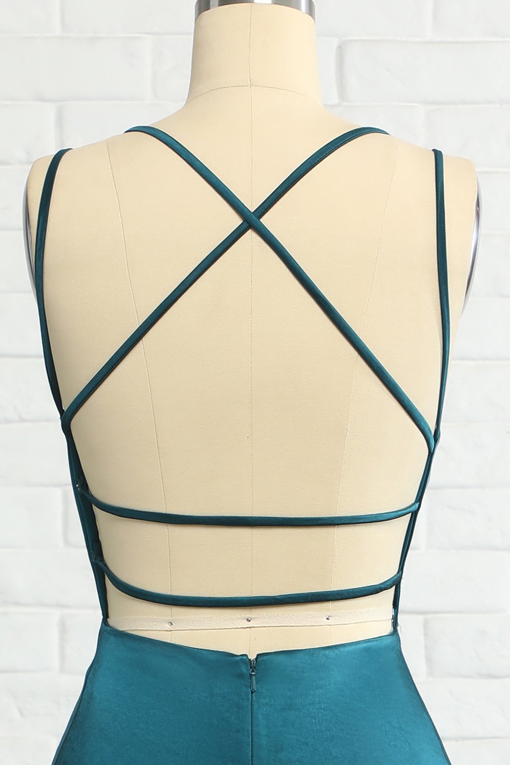 Peacock Blue Mermaid Backless Long Ball Dress