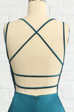 Peacock Blue Mermaid Backless Long Ball Dress