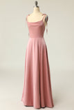 Elegant Cowl-Neck Blush A Line Spaghetti Straps Long Formal Dress
