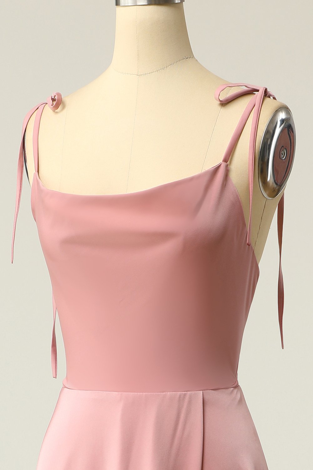 Elegant Cowl-Neck Blush A Line Spaghetti Straps Long Formal Dress