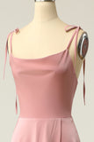 Elegant Cowl-Neck Blush A Line Spaghetti Straps Long Formal Dress