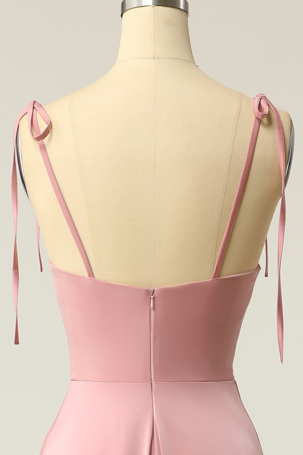 Elegant Cowl-Neck Blush A Line Spaghetti Straps Long Formal Dress