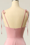 Elegant Cowl-Neck Blush A Line Spaghetti Straps Long Formal Dress