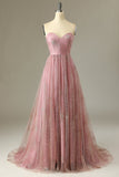 Blush Strapless Sweetheart Long Ball Dress with Lace-Up Back