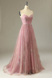Blush Strapless Sweetheart Long Ball Dress with Lace-Up Back