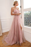Glitter Blush Long Ball Dress with Slit