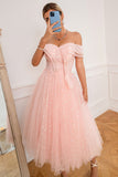 Pink Off-Shoulder Hearts Ball Dress