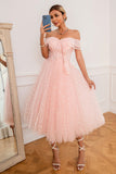 Pink Off-Shoulder Hearts Ball Dress