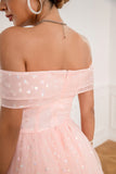 Pink Off-Shoulder Hearts Ball Dress