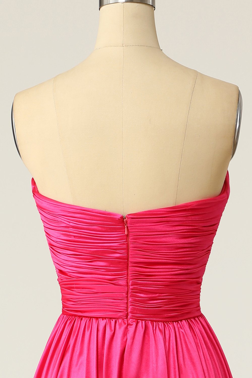 Hot Pink Sweetheart Strapless Long Ball Dress with Ruchings