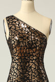 Mermaid One-Shouler Dark Gold Sequins Ball Dress