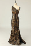 Mermaid One-Shouler Dark Gold Sequins Ball Dress
