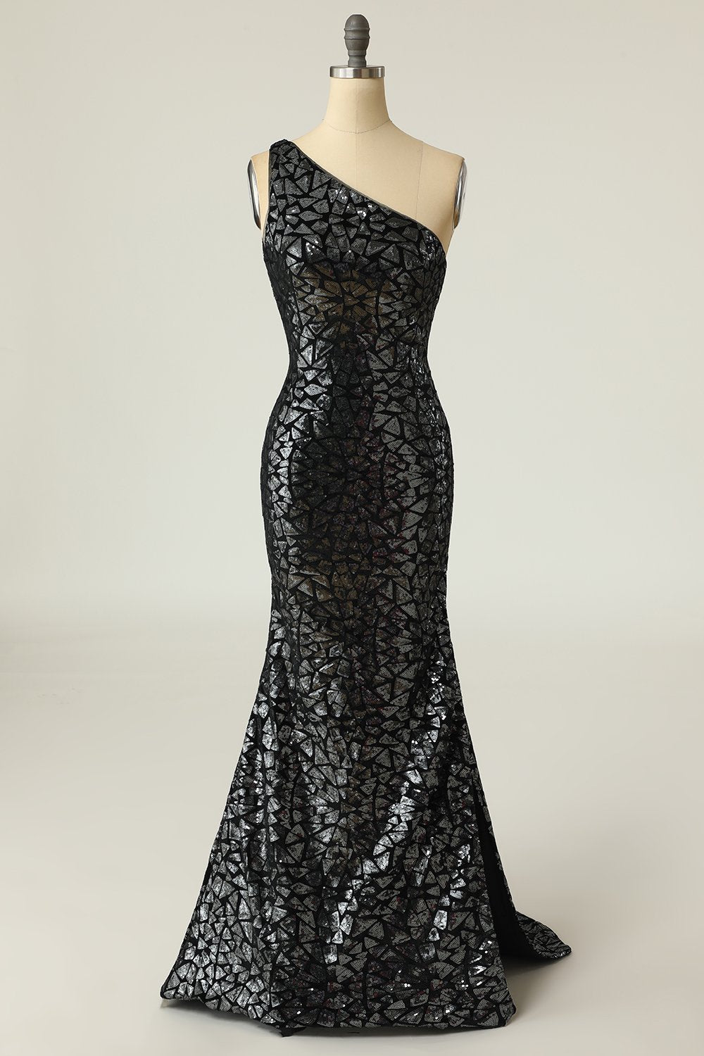 Mermaid One-Shouler Dark Gold Sequins Ball Dress