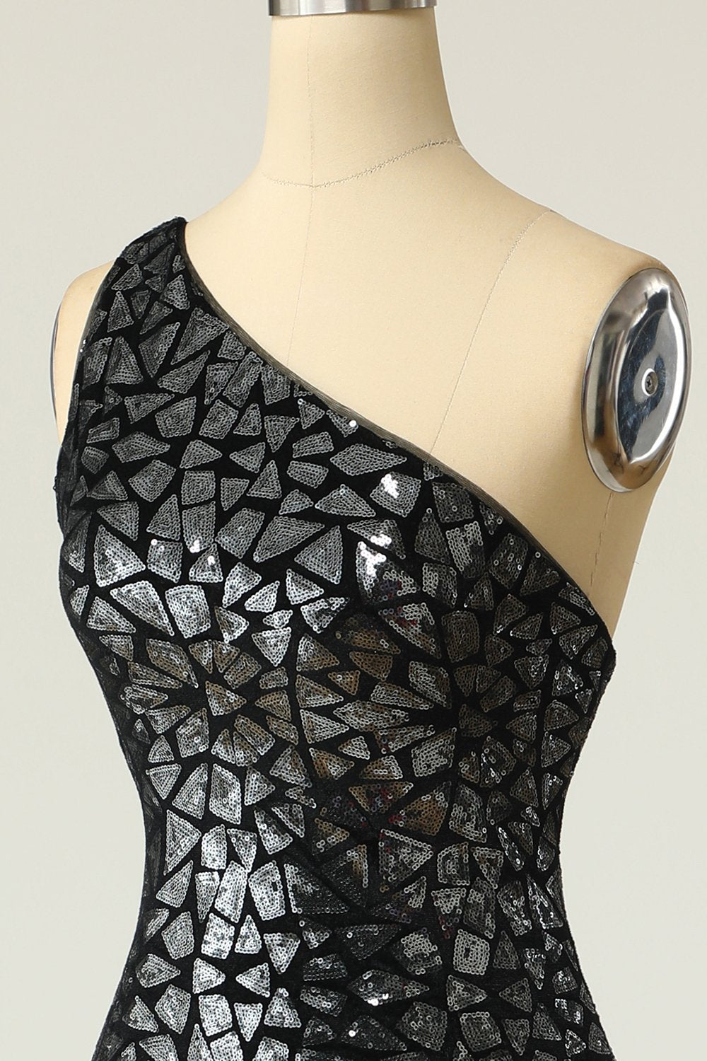 Mermaid One-Shouler Dark Gold Sequins Ball Dress