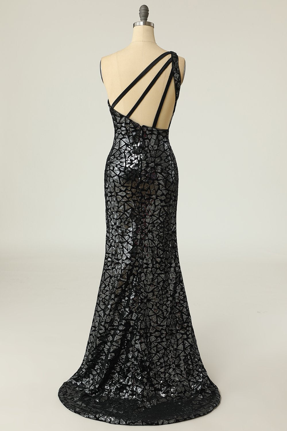 Mermaid One-Shouler Dark Gold Sequins Ball Dress