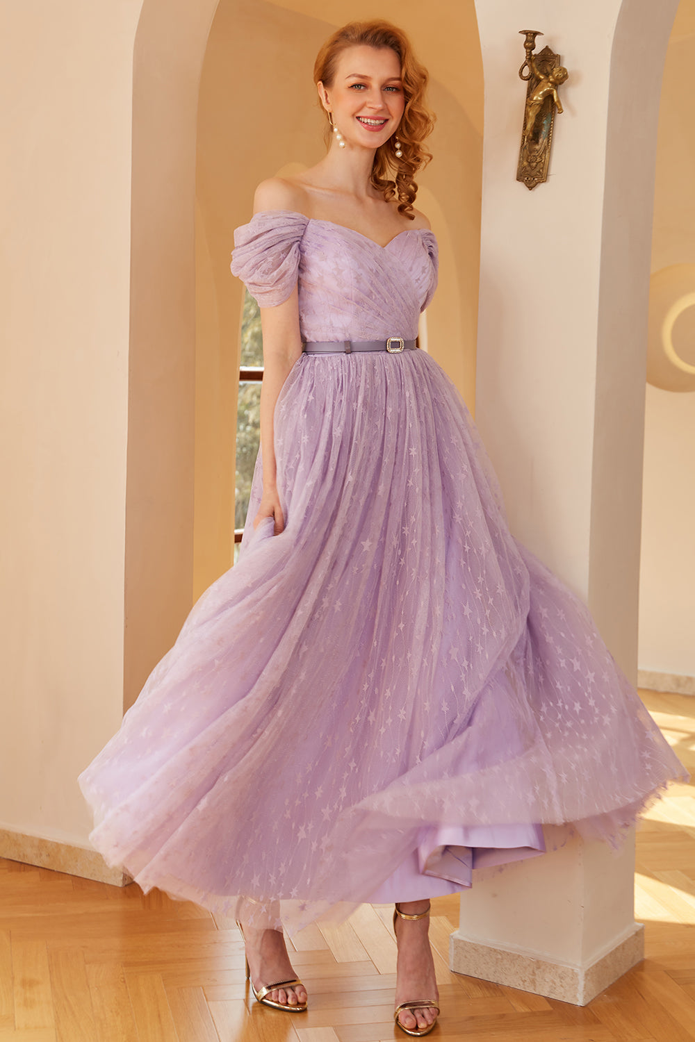 Purple A-Line Ball Dress (Belt not included)