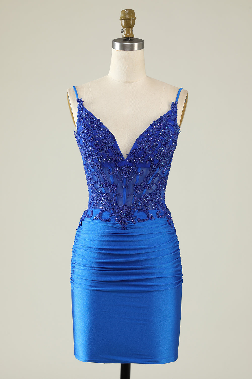 Sheath Spaghetti Straps Dark Green Cocktail Dress with Beading