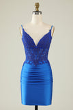 Sheath Spaghetti Straps Dark Green Cocktail Dress with Beading