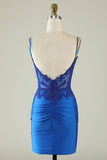 Sheath Spaghetti Straps Dark Green Cocktail Dress with Beading