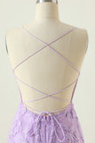 Purple Backless Bodycon Cocktail Party Dress With Appliques