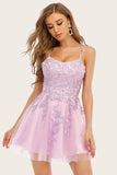 Pink Spaghetti Straps Short Party Dress