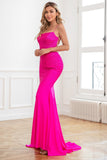 Glitter Hot Pink Mermaid Sequin Ball Dress