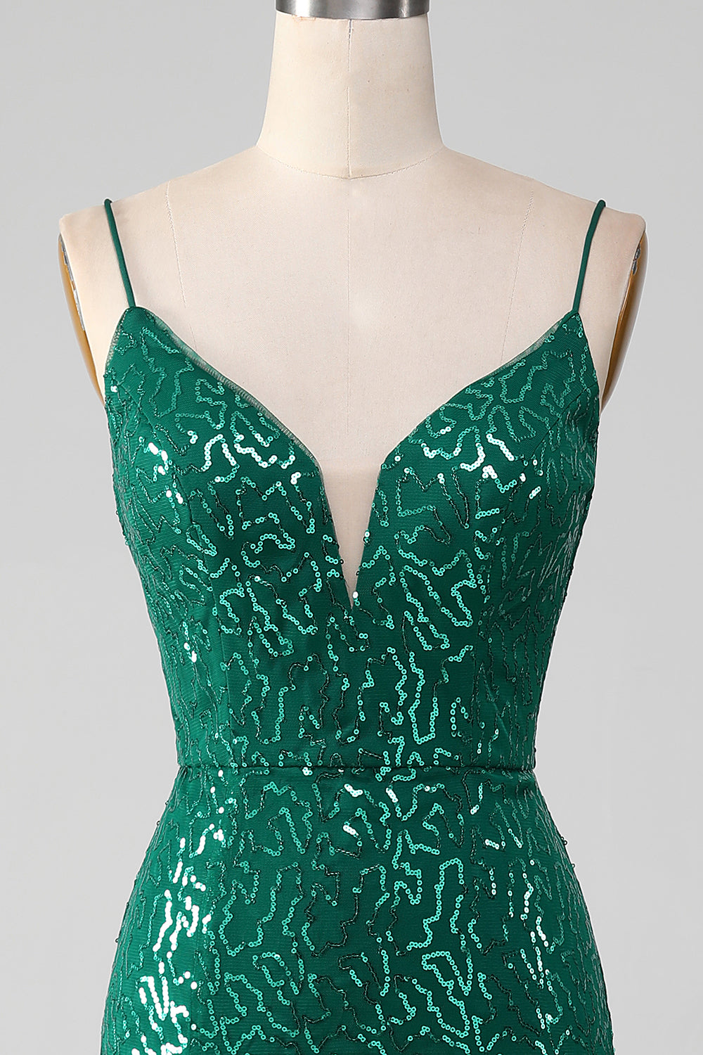 Sparkly Dark Green Mermaid Beaded Sequins Long Ball Dress with Slit