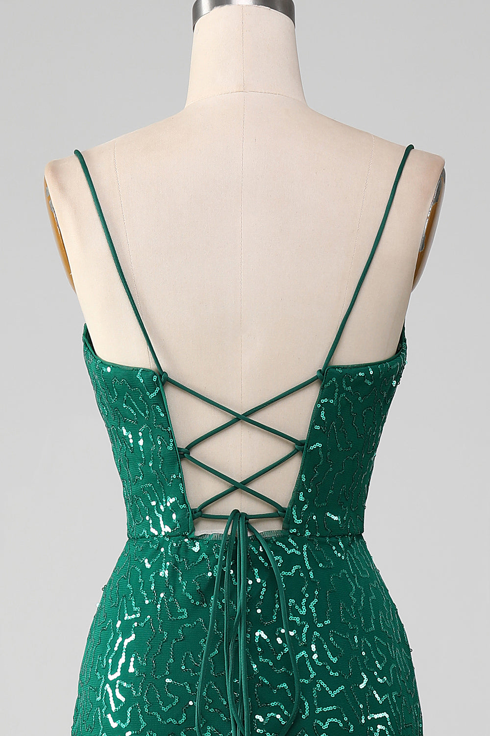 Sparkly Dark Green Mermaid Beaded Sequins Long Ball Dress with Slit