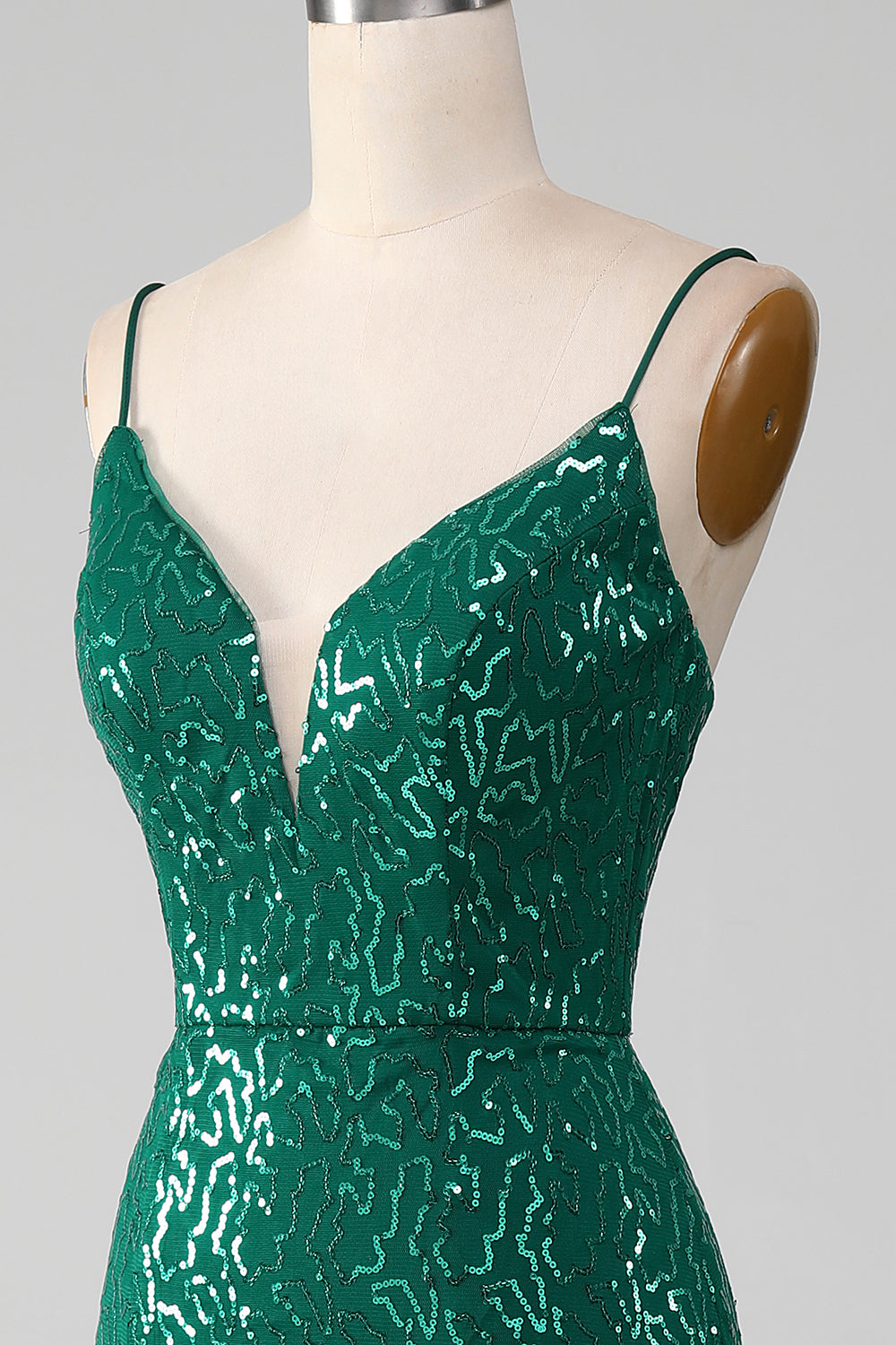 Sparkly Dark Green Mermaid Beaded Sequins Long Ball Dress with Slit